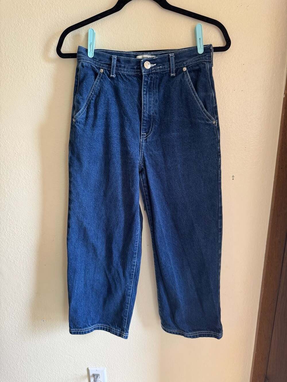 Forever 21 Dark Blue High-Waisted Capri Jeans Womens Junior 26 W172